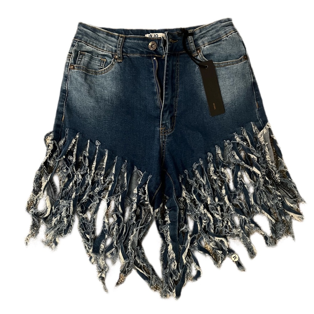 Blue Jean Fringe Shorts